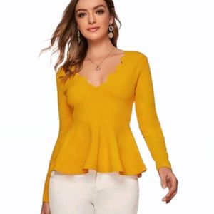 NWT Shein Scallop Neck Peplum Top Size XL
